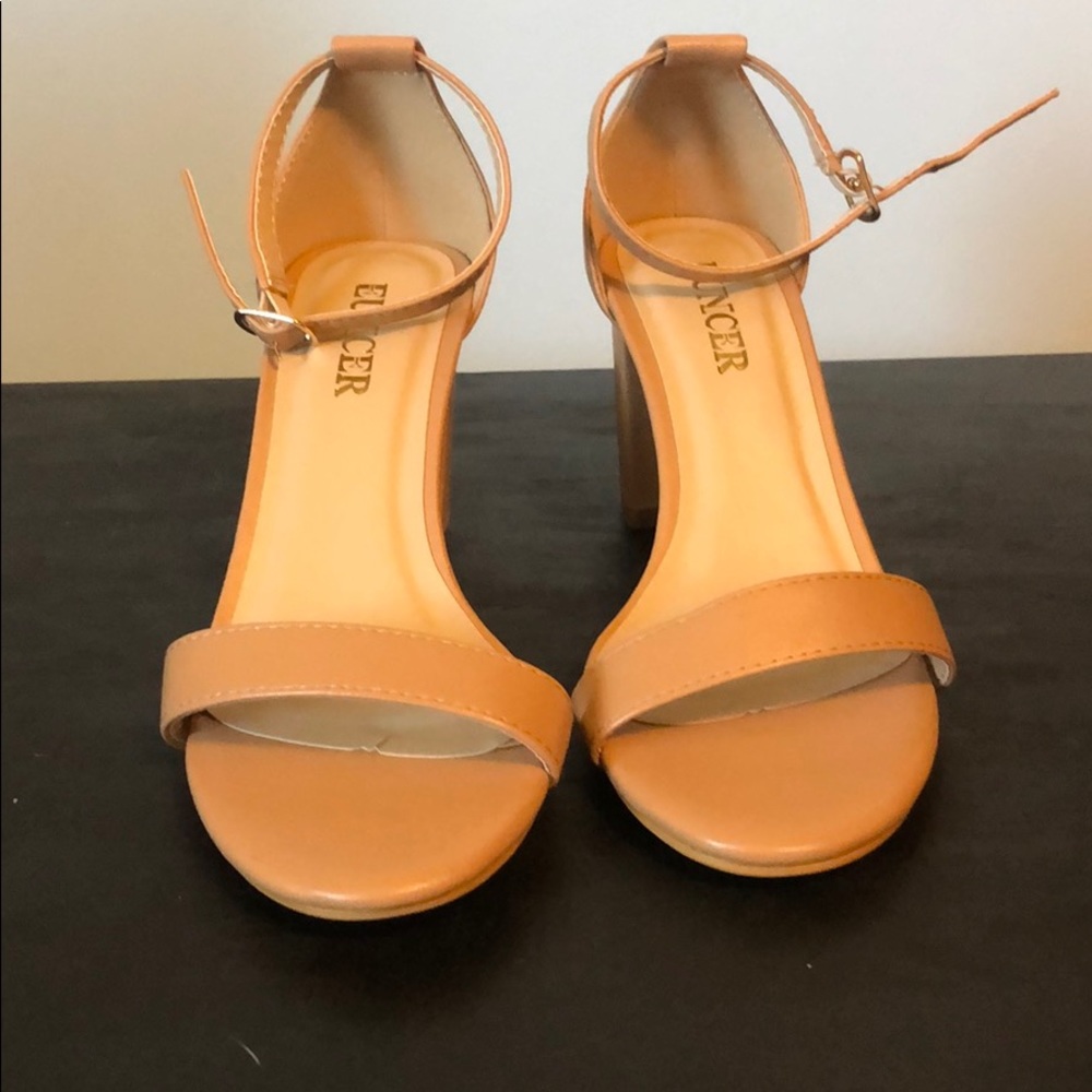 Nude pleather heels